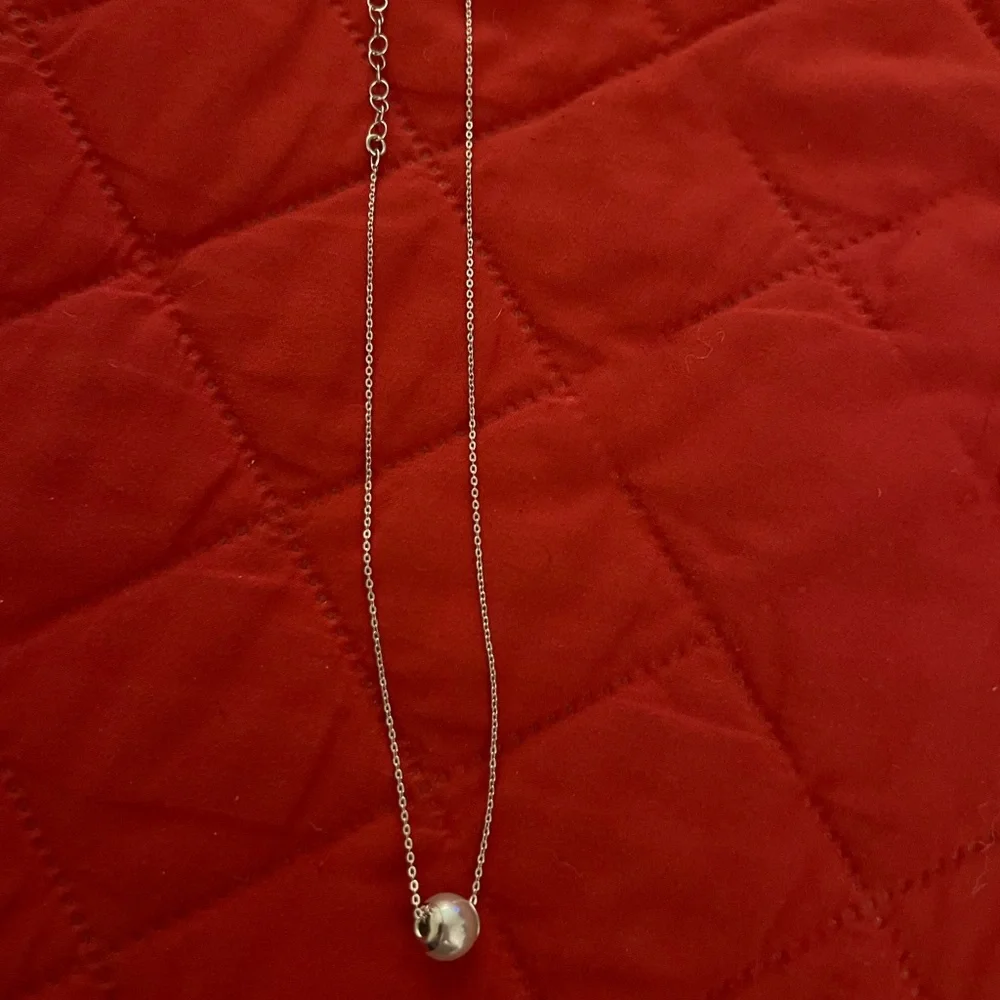 Majorica 925 Silver Necklace with a Majorican Light Gray Pearl Pendant 13” Chain - Picture 2 of 9